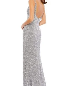 Ieena Duggal - 67717 Sequined Plunging V Neck Sheath Dress