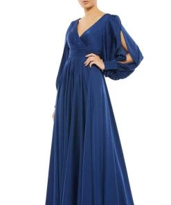 Ieena Duggal - 67847 Bishop Sleeve Wrap Gown
