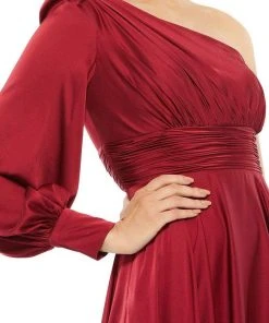 Ieena Duggal - 67866I One Shoulder Satin A-Line Gown