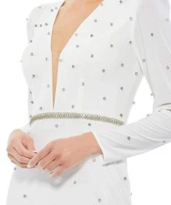 Ieena Duggal - 67874I Jewel Studded Long Sleeve Gown 8 Ieena Duggal - 67874I Jewel Studded Long Sleeve Gown