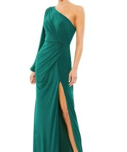 Ieena Duggal - 67879I One Shoulder Draped High Slit Gown