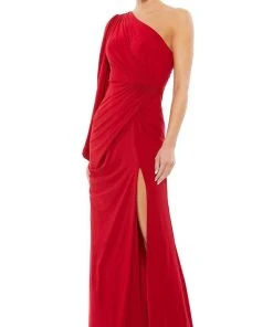 Ieena Duggal - 67879I One Shoulder Draped High Slit Gown