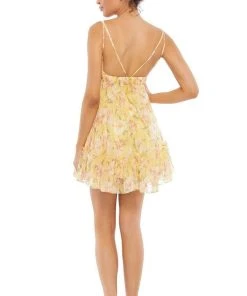 Ieena Duggal - 67895I V Neck Floral Baby Doll Dress 6 Ieena Duggal - 67895I V Neck Floral Baby Doll Dress