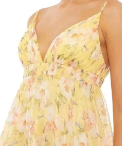 Ieena Duggal - 67895I V Neck Floral Baby Doll Dress 7 Ieena Duggal - 67895I V Neck Floral Baby Doll Dress