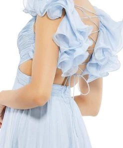 Ieena Duggal - 67911I Ruffle-Trimmed Cutout Ornate Dress