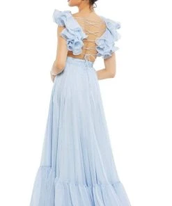 Ieena Duggal - 67911I Ruffle-Trimmed Cutout Ornate Dress