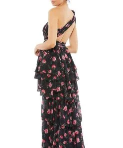 Ieena Duggal - 67947I Floral Printed Tiered High Low Dress 6 Ieena Duggal - 67947I Floral Printed Tiered High Low Dress