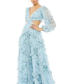 Ieena Duggal - 67949I Ruffle Rich Floral Enchanting Dress