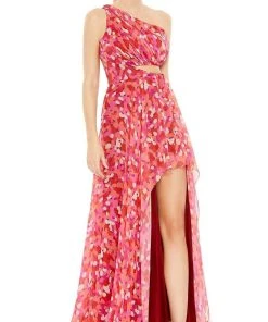 Ieena Duggal 9160 - Asymmetrical One Shoulder High - Low Dress