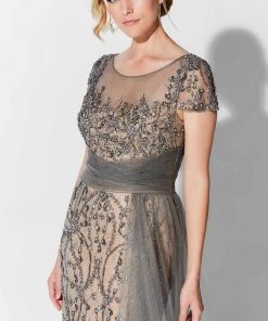 Ivonne D 122D62 - Beaded Tulle Overskirt Sheath Gown Ivonne D For Mon Cheri