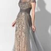 Ivonne D 122D62 - Beaded Tulle Overskirt Sheath Gown Ivonne D For Mon Cheri 2 Ivonne D 122D62 - Beaded Tulle Overskirt Sheath Gown Ivonne D For Mon Cheri