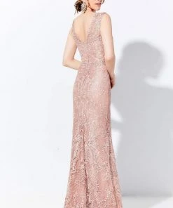 Ivonne D By Mon Cheri - 120D01 Lace Embroidered V-Neck Dress 7 Ivonne D By Mon Cheri - 120D01 Lace Embroidered V-Neck Dress