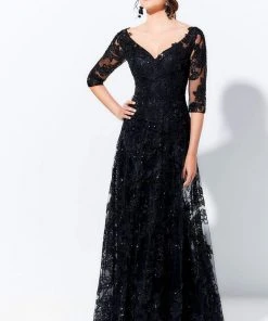 Ivonne D For Mon Cheri Ivonne D By Mon Cheri - 120D02W Elbow Length Embellished Long Dress