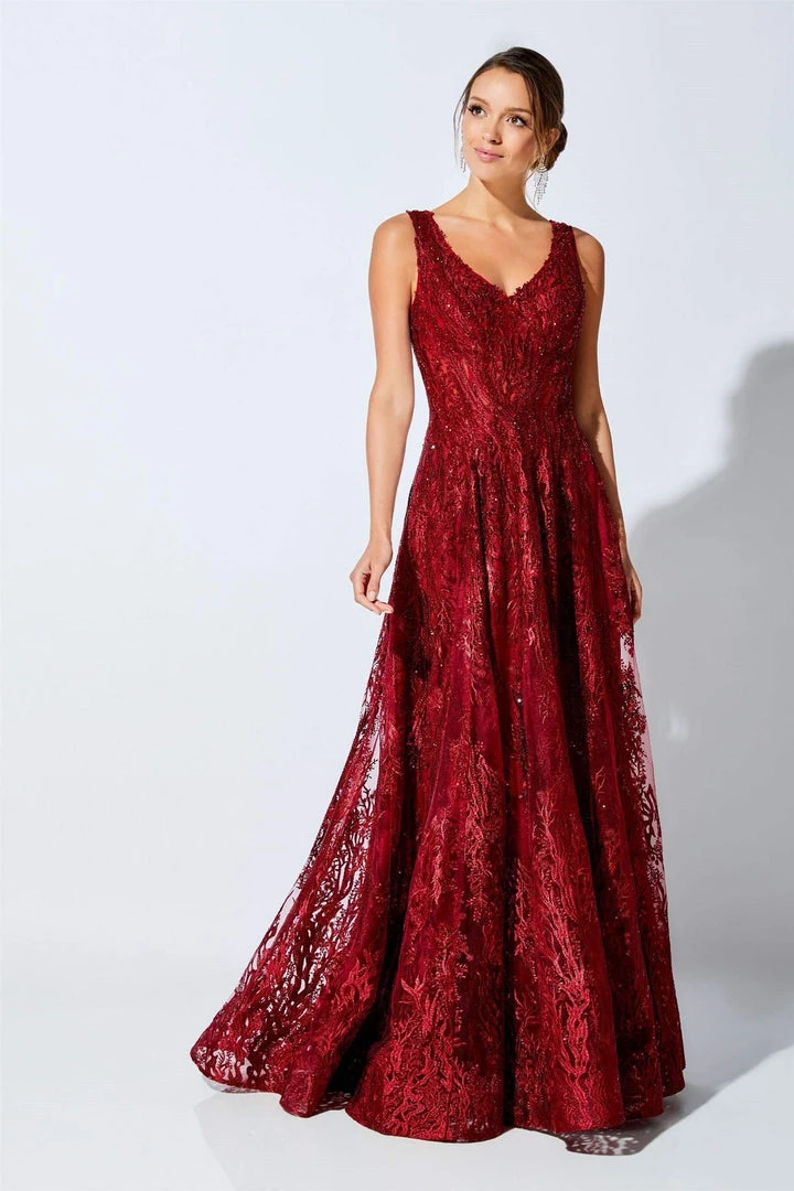 Ivonne D By Mon Cheri - 120D10 Embroidered Lace Pleated A-Line Gown 20 Ivonne D By Mon Cheri - 120D10 Embroidered Lace Pleated A-Line Gown