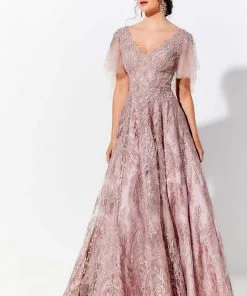 Ivonne D By Mon Cheri - 120D10W Detachable Sleeves Embellished Dress