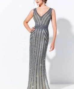 Ivonne D By Mon Cheri - 120D12 Beaded Fitted Column Dress Ivonne D For Mon Cheri