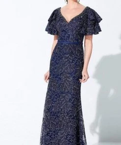 Ivonne D By Mon Cheri - 220D21 Ruffled Bell Sleeve Embroidered Gown 8 Ivonne D By Mon Cheri - 220D21 Ruffled Bell Sleeve Embroidered Gown