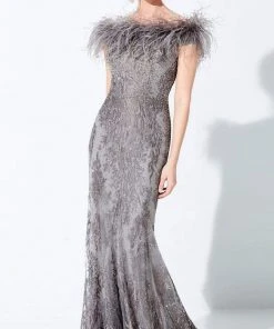 Ivonne D By Mon Cheri - 220D22 Embroidered Off-Shoulder Gown