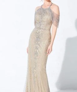 Ivonne D By Mon Cheri - 220D35 Beaded Halter Gown