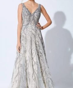 Ivonne D By Mon Cheri - V-Neck A-Line Evening Dress