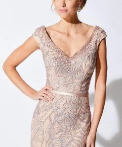 Ivonne D By Mon Cheri - V-Neck Trumpet Evening Dress Ivonne D For Mon Cheri