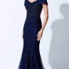 Ivonne D By Mon Cheri - Wide V-Neck Beaded Evening Dress 2 Ivonne D By Mon Cheri - Wide V-Neck Beaded Evening Dress