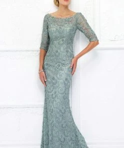 Ivonne D For Mon Cheri - 118D06 Beaded Lace Illusion Bateau Tulle Gown