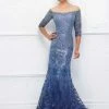 Ivonne D For Mon Cheri - 118D07W Ombre Sequined Off Shoulder Tulle Lace Gown