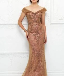 Ivonne D For Mon Cheri - 118D08 Beaded Lace Dress With Tulle Overlay