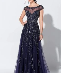 Ivonne D For Mon Cheri - 119D48W Stunning Beaded Tulle A-line Gown