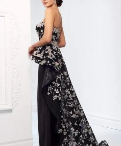 Ivonne D For Mon Cheri - 218D32W Embraided Lace Peplum Dress