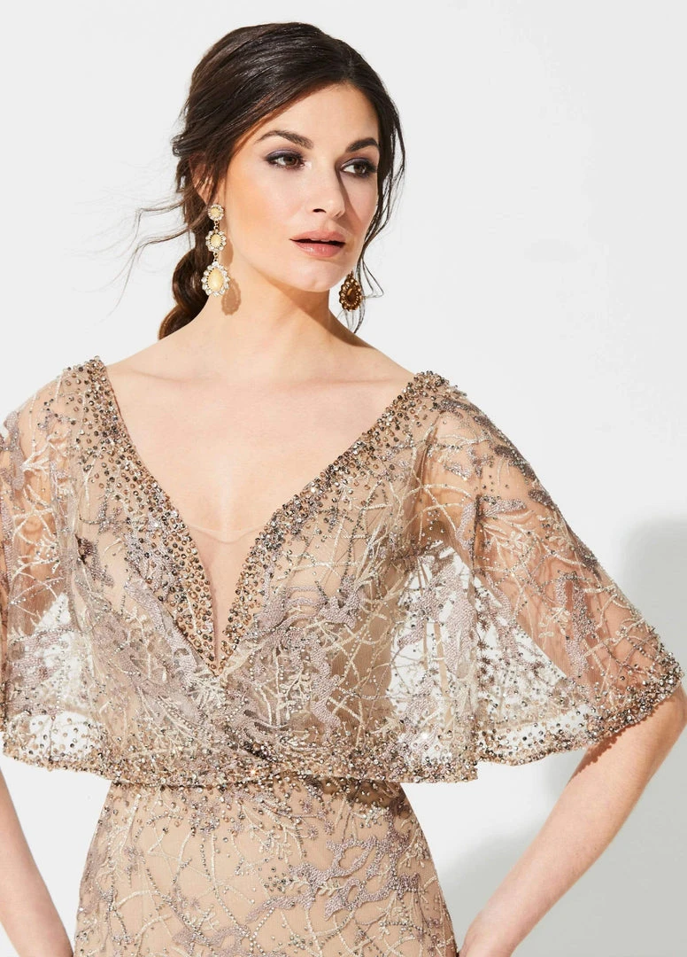 Ivonne D For Mon Cheri - 219D72 Embroidered Kimono Sleeve Lace Gown 4 Ivonne D For Mon Cheri - 219D72 Embroidered Kimono Sleeve Lace Gown