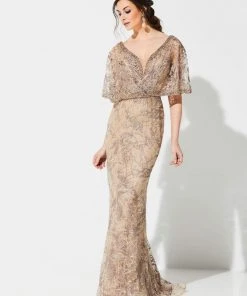 Ivonne D For Mon Cheri - 219D72 Embroidered Kimono Sleeve Lace Gown