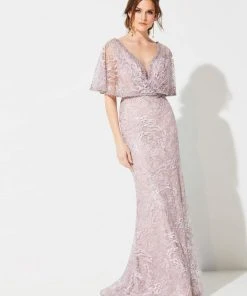 Ivonne D For Mon Cheri - 219D72 Embroidered Kimono Sleeve Lace Gown 12 Ivonne D For Mon Cheri - 219D72 Embroidered Kimono Sleeve Lace Gown