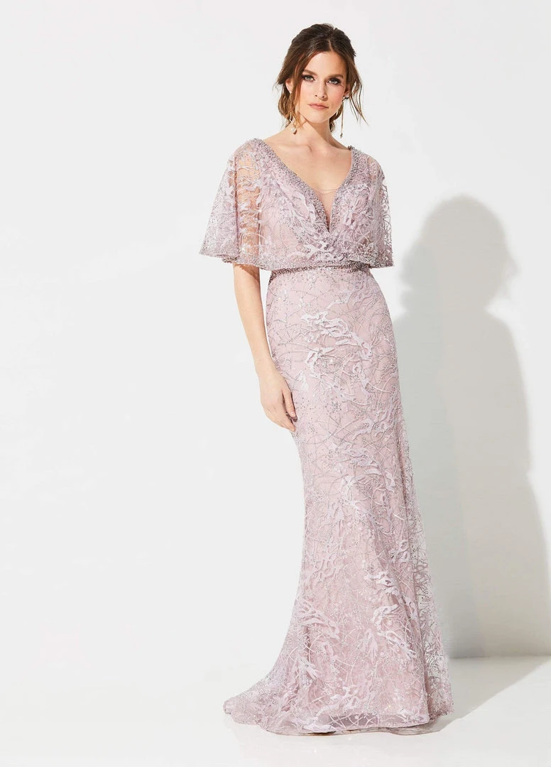 Ivonne D For Mon Cheri - 219D72 Embroidered Kimono Sleeve Lace Gown 6 Ivonne D For Mon Cheri - 219D72 Embroidered Kimono Sleeve Lace Gown