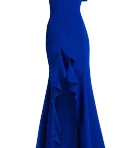 Janique - 1940 Off-Shoulder Trumpet Dress With Ruffled Slit And Train 9 Janique - 1940 Off-Shoulder Trumpet Dress With Ruffled Slit And Train