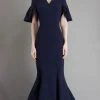 Janique - 1941 Notched Off Shoulder Ruffle Sleeve Evening Gown 2 Janique - 1941 Notched Off Shoulder Ruffle Sleeve Evening Gown