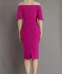 Janique - 1942 Bell Sleeve Off-Shoulder Fitted Dress