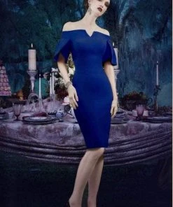 Janique - 1942 Bell Sleeve Off-Shoulder Fitted Dress