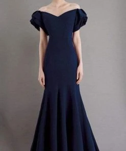 Janique - 1943 Ruffled Off Shoulder Sweetheart Neck Mermaid Gown