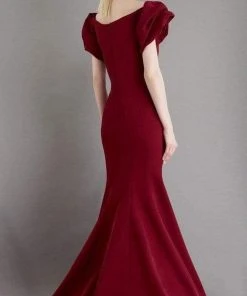 Janique - 1943 Ruffled Off Shoulder Sweetheart Neck Mermaid Gown