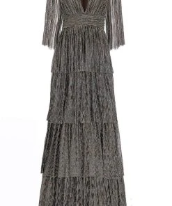 Janique 210722 - Quarter Length-Sleeve Plunging V-neck Evening Dress 10 Janique 210722 - Quarter Length-Sleeve Plunging V-neck Evening Dress