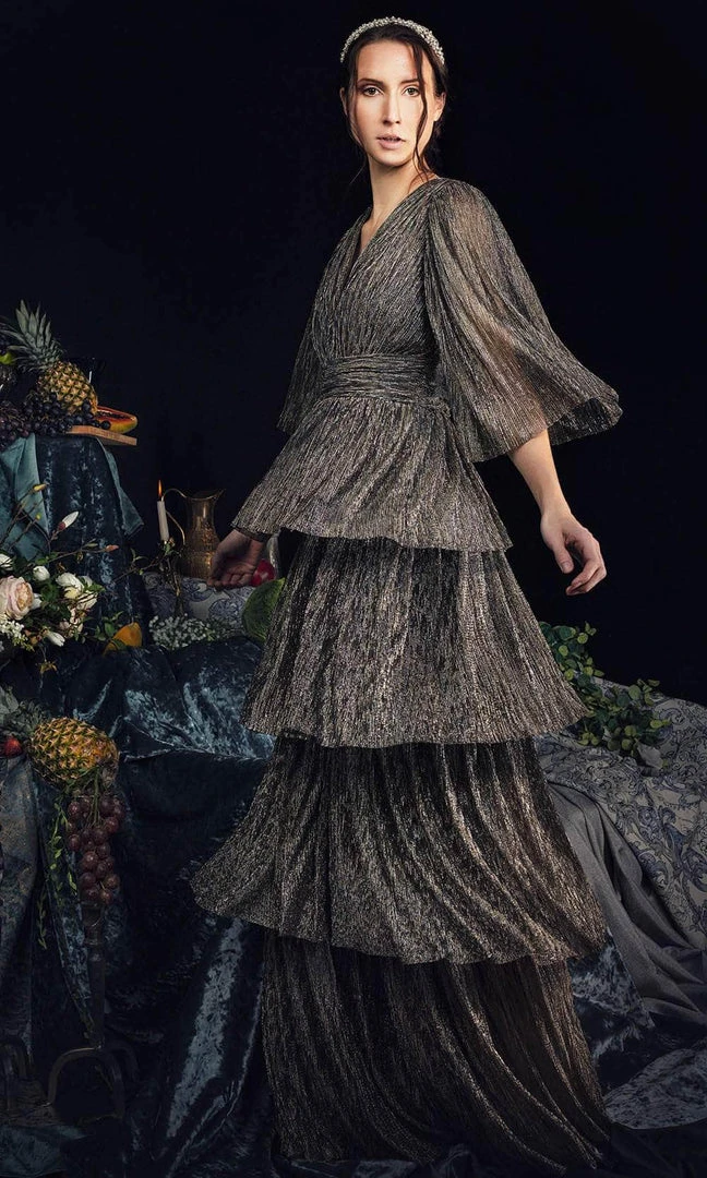 Janique 210722 - Quarter Length-Sleeve Plunging V-neck Evening Dress 7 Janique 210722 - Quarter Length-Sleeve Plunging V-neck Evening Dress