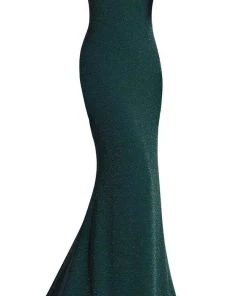 Janique - 2933 Off Shoulder Glitter Mermaid Gown