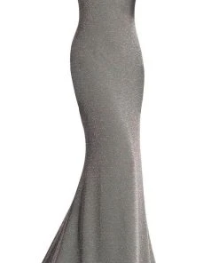 Janique - 2933 Off Shoulder Glitter Mermaid Gown