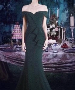 Janique - 2936 Shimmer Off Shoulder V Neck Trumpet Gown 28 Janique - 2936 Shimmer Off Shoulder V Neck Trumpet Gown