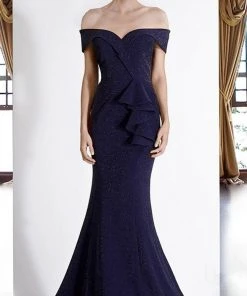 Janique - 2936 Shimmer Off Shoulder V Neck Trumpet Gown 21 Janique - 2936 Shimmer Off Shoulder V Neck Trumpet Gown