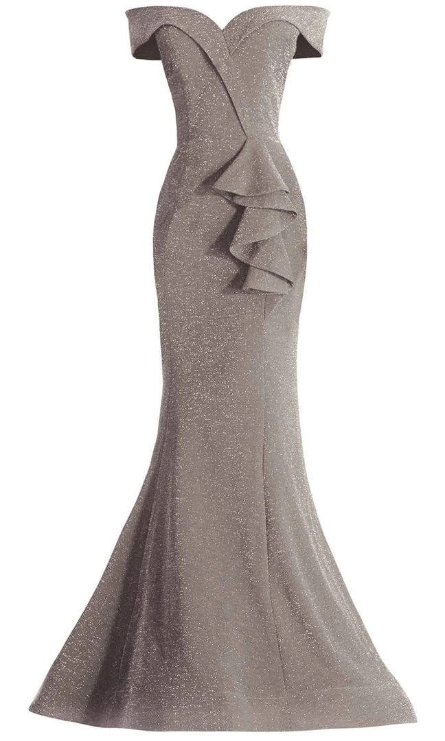 Janique - 2936 Shimmer Off Shoulder V Neck Trumpet Gown 14 Janique - 2936 Shimmer Off Shoulder V Neck Trumpet Gown