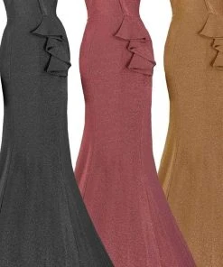 Janique - 2936 Shimmer Off Shoulder V Neck Trumpet Gown 26 Janique - 2936 Shimmer Off Shoulder V Neck Trumpet Gown