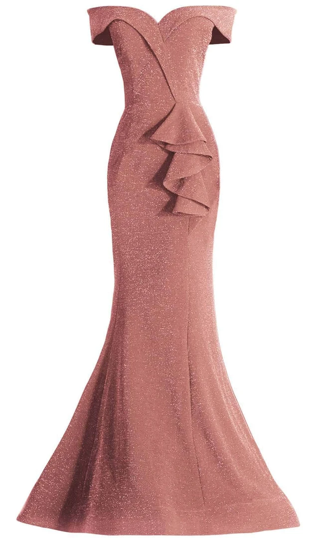 Janique - 2936 Shimmer Off Shoulder V Neck Trumpet Gown 7 Janique - 2936 Shimmer Off Shoulder V Neck Trumpet Gown